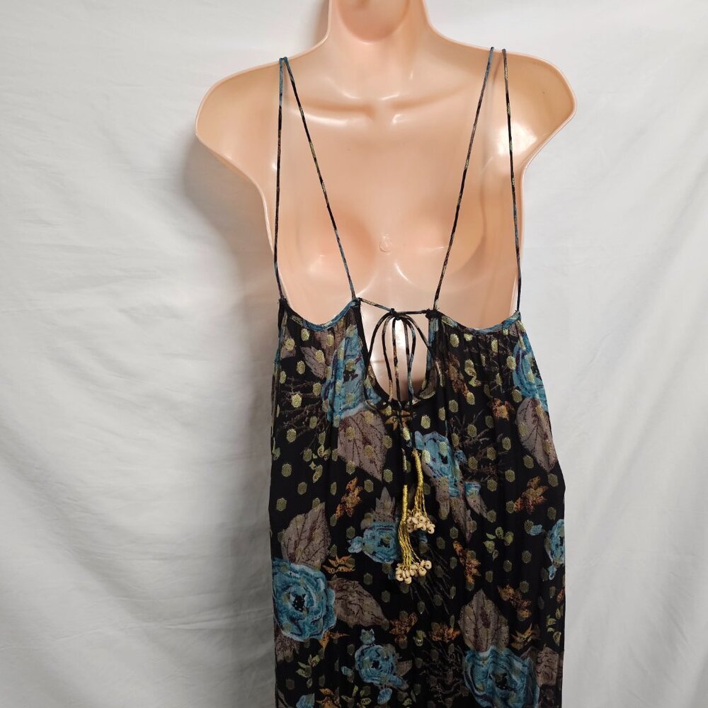 Natural Life The Alice Metallic Tiered Floral Maxi Sun Dress Women Size XL Black - Picture 10 of 15